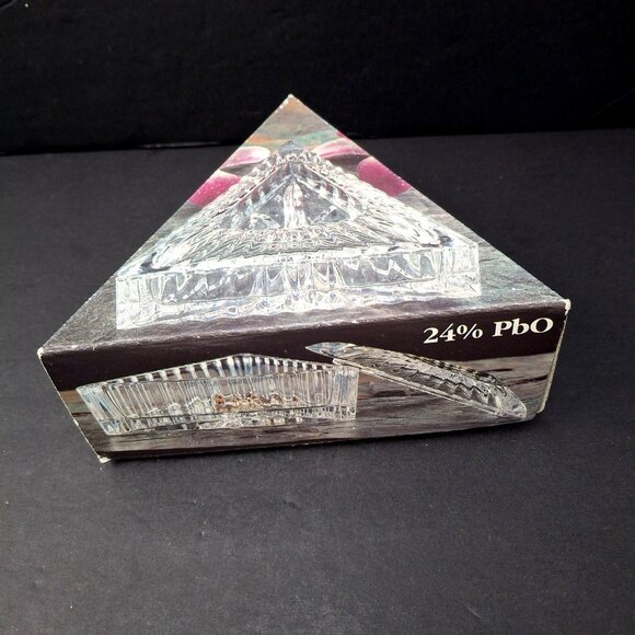 Bohemian Crystal Trinket Box Czech Republic Triangle Original Stickers and Box - Picture 10 of 13